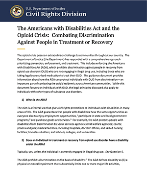 Thumbnail for The Americans with Disabilities Act and the Opioid Crisis: Combating Discrimination Against People in Treatment or Recovery